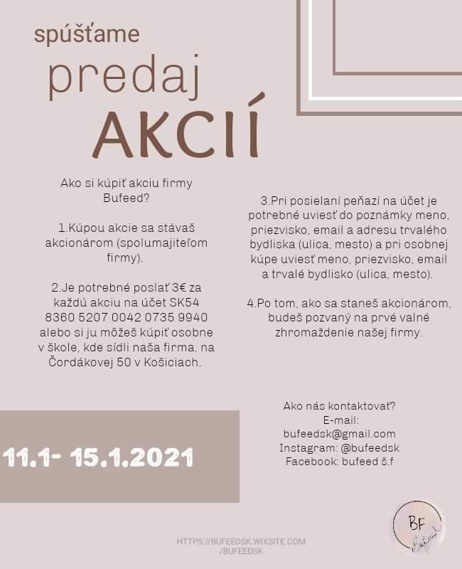 reklama predaj akcií študentskej firmy